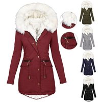Winter Parka Faux Fur Hood – Oversized Fleece Lined Coat Drawstring Waist & Zip Closure