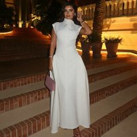 Elegant Sleeveless Bodycon Dress – High Waist V Neck Slip Dress Stretchy Poly Spandex Blend 