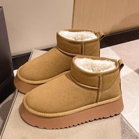 Muffin Platform Snow Boots Winter Waterproof Short Tube Heightening Cotton Shoes Warm Velvet Bread Shoes