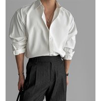Men’s Clothing Black Shirt Men's Long Sleeved Spring Loose Shirt Niche Design Casual