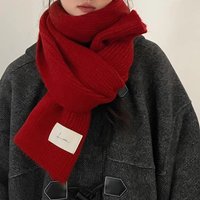 Korean Version Thickened Warmth Atmosphere Solid Small Label Scarf Simple Versatile Knitted Wool