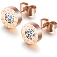 Stainless Steel Roman Numeral Stud Earrings for Women Men Fashion Round Anti-allergy Crystal Stainless Steel Earrings Jewelry