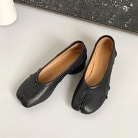 Summer Ballet Flats Chunky Heel Round Toe Pleated Low Cut Single Shoes Split Toe Round Toe Niche