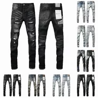 Mens Trousers Purples Jeans Denim Designer Jeans Men Black Pants High-end Quality Straight Retro Ripped Biker Jean Slim