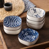 Ceramic Condiment Dishes Set 6 Small Soy Sauce Dipping Bowls Sushi Dumpling Hot Pot Microwave Safe Minimalist Style