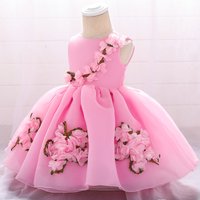 Organza Dress Fluffy Princess Gown Handmade Flowers Adjustable Flower Outfit