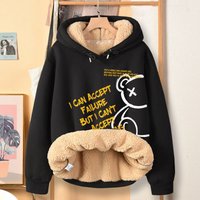 Clothing Plush sweatshirt autumn winter thick loose large hooded lambskin jacket imens clothing tops