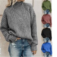 Sweater Turtleneck Twist Knitted Top Pullover