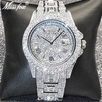 Shiny Dia Watch For Men Hip Hop Trendy Iced Out Quartz Watches High Quality Stainless Steel Waterproof Day Date