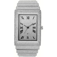 Men's Luxury Rhinestone Watch - Hip Hop Square Dial With Diamond Accents, Gold Tone Stainless Steel Band, Date Display, Quartz Movement