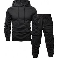  Fleece Lined Hooded Sweatshirt & Jogger Pants Set Lightweight All Polyester Streetwear Essentials Spring & Autumn