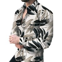 Camisa informal de manga larga con estampado digital para hombre, nueva moda 2024
