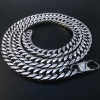 Hip Hop Stainless Titanium Steel Cuban Double Buckle Polished Chain Trendy Men's Necklace