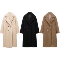 Luxury Long Wool Fleece Coat Large Lapel Winter Warm Overcoat Elegant Style