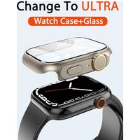 PC Firm Cover for Watch Case 44mm 45 mm 40mm 41mm Glass Appearance Upgrade 49mm Turning into ultra iWatch series 8 7 SE2 6
