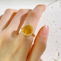 Women's Jewelry Natural Synthetic Crystal Irregular Triangular Colored Stone Crystal Transparent Color Retaining Ring Female Geometric Creative Design