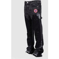 Men's Clothing European And American Men's Y2K Patchwork Painted Street Fashion Circular Logo Print Straight Leg Jeans