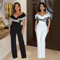 Clothing Fashion Sleeveless Deep V Jumpsuit Solid