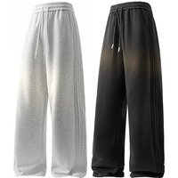 Men's Vintage Athletic Pants - Relaxed Wide-Leg Sweatpants With Drawstring Waist (S-XXXL, Black/Heather Grey)