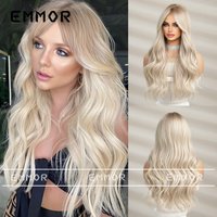 Gradual white blonde wig female long summer female group hair color curly natural fashion big wave wig set