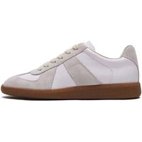 M6 Genuine Leather Color Matching Casual German Training Men's Women's Flat Bottomed Round Toe Board Shoes, Fashionable