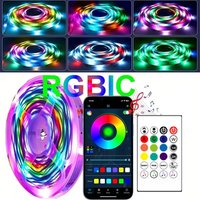 5V USB RGBIC LED Strip Lights WS2812B With Remote & App Control – 16 LEDs/m, 5M/10M Length, 120° Beam Angle, CE Certified For TV Backlight