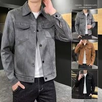 Trendy Suede Lapel Coat Casual Handsome Solid Plus Jacket Spring Autumn Style