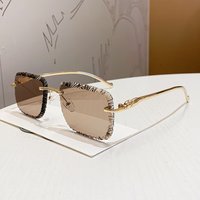 Kajias Cross border Fashion Metal style Frameless Square Floral Lens Light Luxury Kajia Trendy Sunglasses