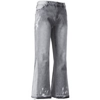 Trendy Washed Flared Casual Pants Cross Border Best Selling Splatter Paint Jeans European Patchwork Blocking Design