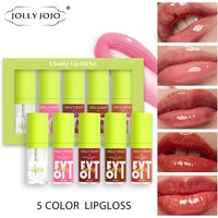 5pcs/set JOJO Lip Gloss Lip Oil Set Moisturizing Mirror Lip Glaze Plump Lips Transparent Lip Gloss Wholesale