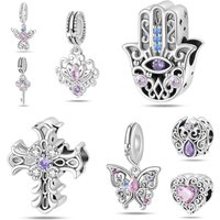 Jewelry DIY Jewelry Accessories Bracelet Copper Plated 925 Romantic Classical Butterfly Cross Key Pendant Beads