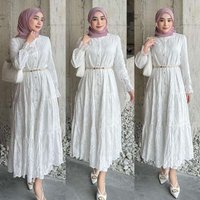 M267 # 5 Color Into Shoppe Muslim Women’s Embroidered Lace Dress