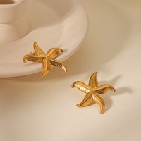 Starfish Stud Earrings For Women Stainless Steel Jewelry Plated Gold Summer Earing Fashion Accessories Gift