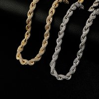 Cross-Border 2026 New European And American Hip-Hop Men's Necklace 10mm Alloy Inlaid With Diamonds Thickened Braided
