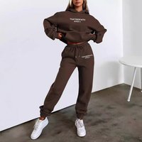Women's Letter Print Hoodie & Fleece Pants Set Casual Loungewear 2-Piece Outfit Soft Comfortable Pullover Sweatshirt With Matching Joggers