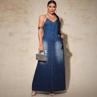 Clothing Denim Suspenders Long Dress