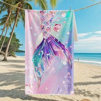 Mermaid Tail Beach Towel Custom Printed Quick Dry & Ultra Absorbent Microfiber Towel Vacation & Swimming