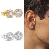 hot selling round full diamond hip hop earrings, zircon micro inlaid men’s earrings, European and American popular fashion brand jewelry