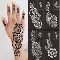 Reusable Temporary Henna Tattoo Stencil Hand Arm Sleeve Face Tattoo Supplies Stencils Airbrush Painting Template DIY Indian