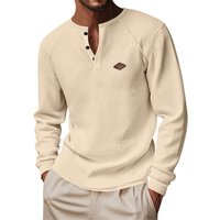Unbeatable Quality Ins 2025 Spring And Autumn Waffle Style Buckle Quick Dry Shoulder Henry T-shirt Long Sleeved