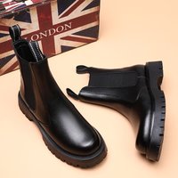 Boots Men's Niche Heightened Thick-soled Martin Boots Black Side Zipper High-top Casual Short Boots