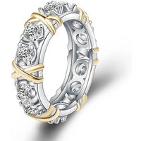 Hot Selling Live Streaming Internet Celebrity New Product Dual Color With Gold Zircon Inlaid Fashionable Temperament Ring For Women