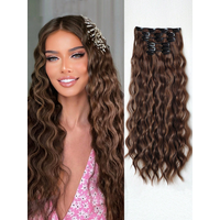 6pcs 22 Inch Clip Wavy Hair Extensions Long Soft Synthetic Hair Bundles Ombre