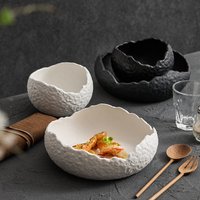 White Ceramic Soup Household Japanese Style Irregular Deep Dessert Creative Fruit Salad Bowl