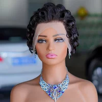 Short Pixie Cut Human Hair Wigs Curly Hair Transparent 13x4 Lace Wigs Woman Brazilian Hair Remy