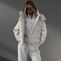 Cross-border cotton-padded jacket vest European and American 2024 autumn and winter new fashion hot girl sleeveless hooded Warm jacket cotton jacket