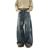 Men's Clothing Retro Profile Scimitar Jeans Men's And Women's New High Street Loose Wide Legs All Match Long Pants