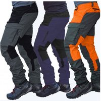 Men's Long pants, New trousers Slim outdoor sports locomotive leisure multi-pocket colour blocking work trousers