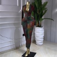 Floral Print V Neck Long Sleeve Wrap Dress High Waist Slim Fit Bodycon Dress Spring Sweet Style