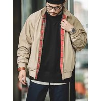 American Retro Rugged Bomber Jacket Harrington Workwear Solid Stand Collar Three Proof Versatile Spring Autumn
